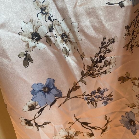 Emma & Michele Size Medium Pink and Blue Floral Satin Feel Maxi Slip Dress - Picture 4 of 11